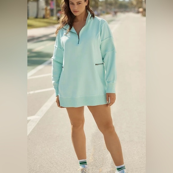 NWT Daily Practice by
Anthropologie Indy Grab
Pullover Light Blue Zip-Up Sweat - Picture 2 of 8